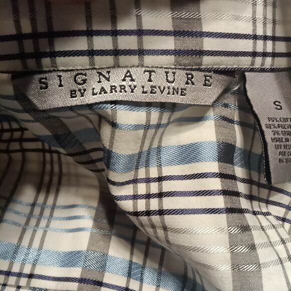 Signature by Larry Levine Women's Small Ruffle Blouse Long Sleeve Striped Blue - Picture 4 of 8